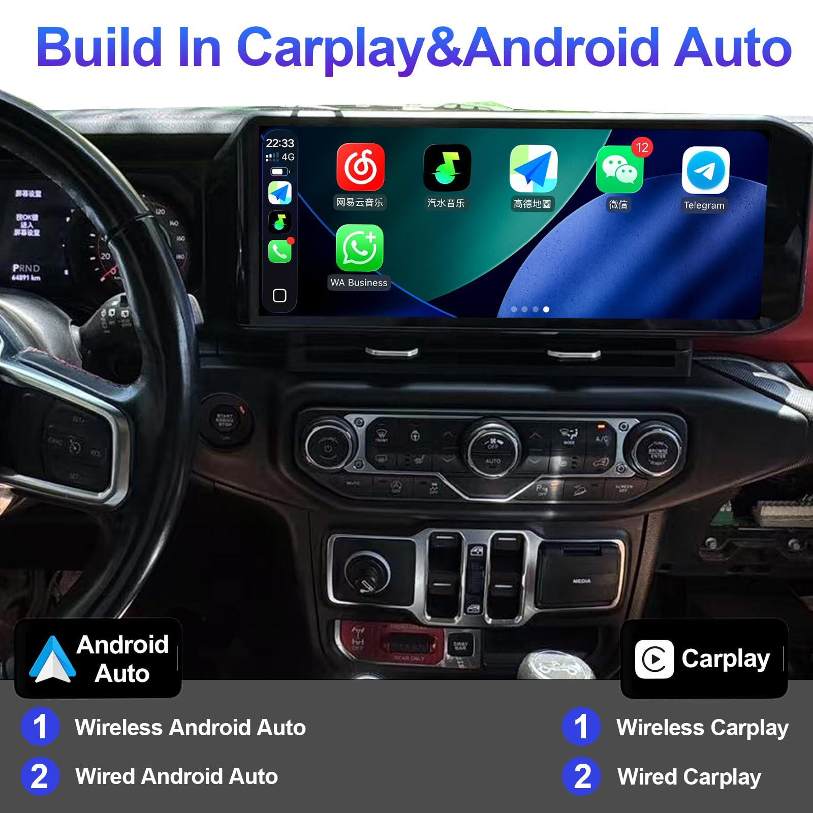 Amazon.co.jp: 15インチ Android 14 カーステレオ Jeep Wrangler JL